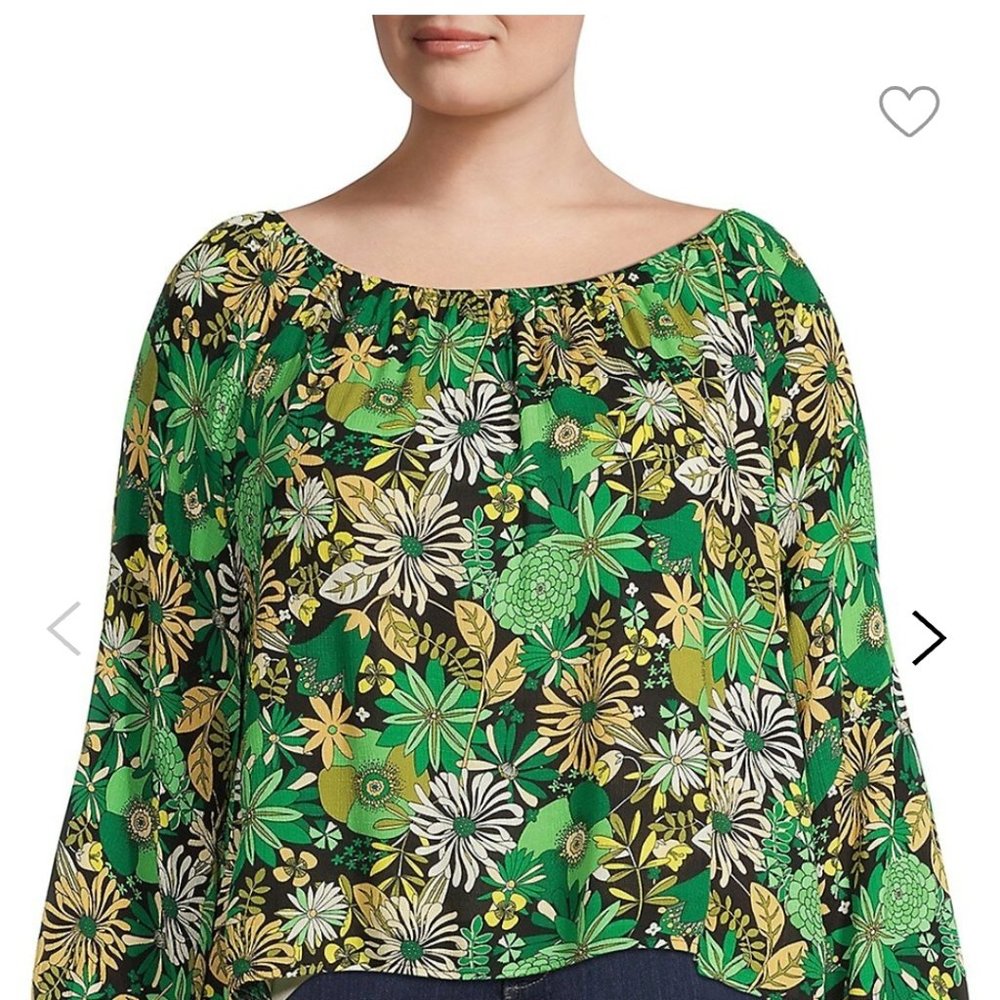 Flower power retro inspired peasant blouse NWT